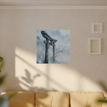 Torii Gate Canvas Art | Spring Zen Sumi E Art
