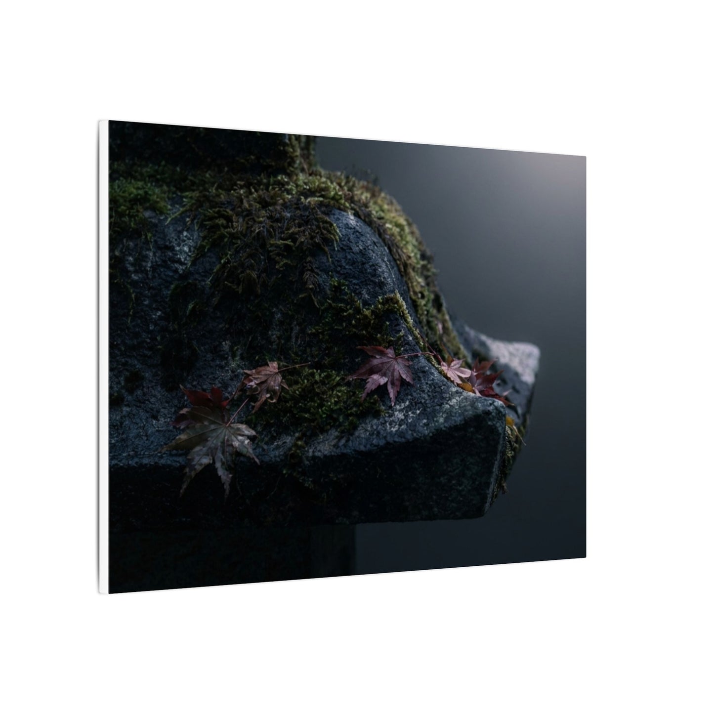 Stone Lantern Moody Minimal Canvas Art | Sophisticated Dark Japandi Art