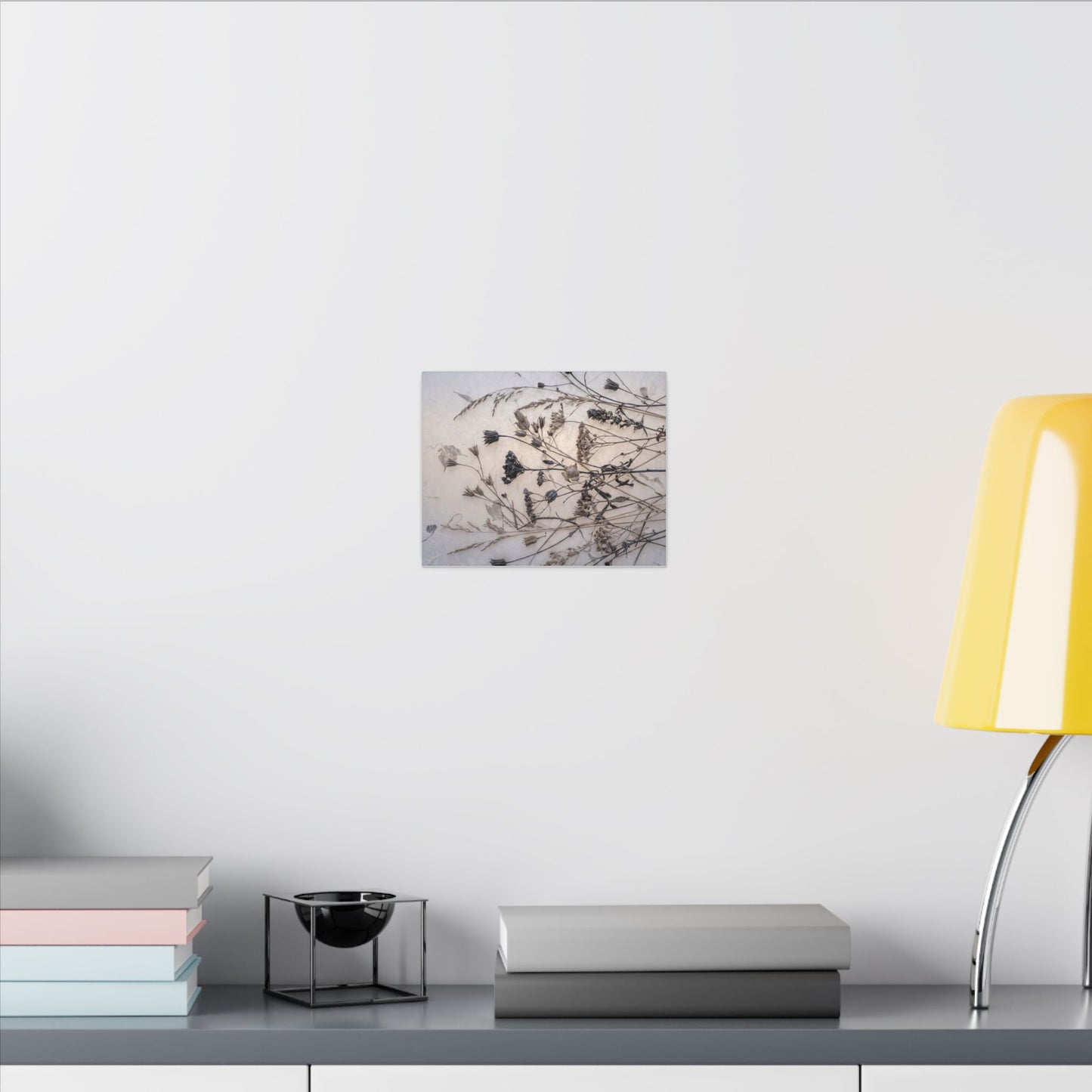 Elegant Dried Flowers Canvas Art - Japanese Pattern Japandi
