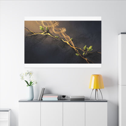 Spring Incense Smoke Gold Vein Canvas Art | Healing Decor