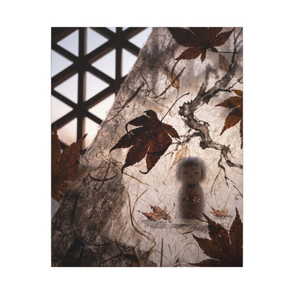 Shoji Screen Autumn Canvas Art | Dark Japandi Atmospheric Design