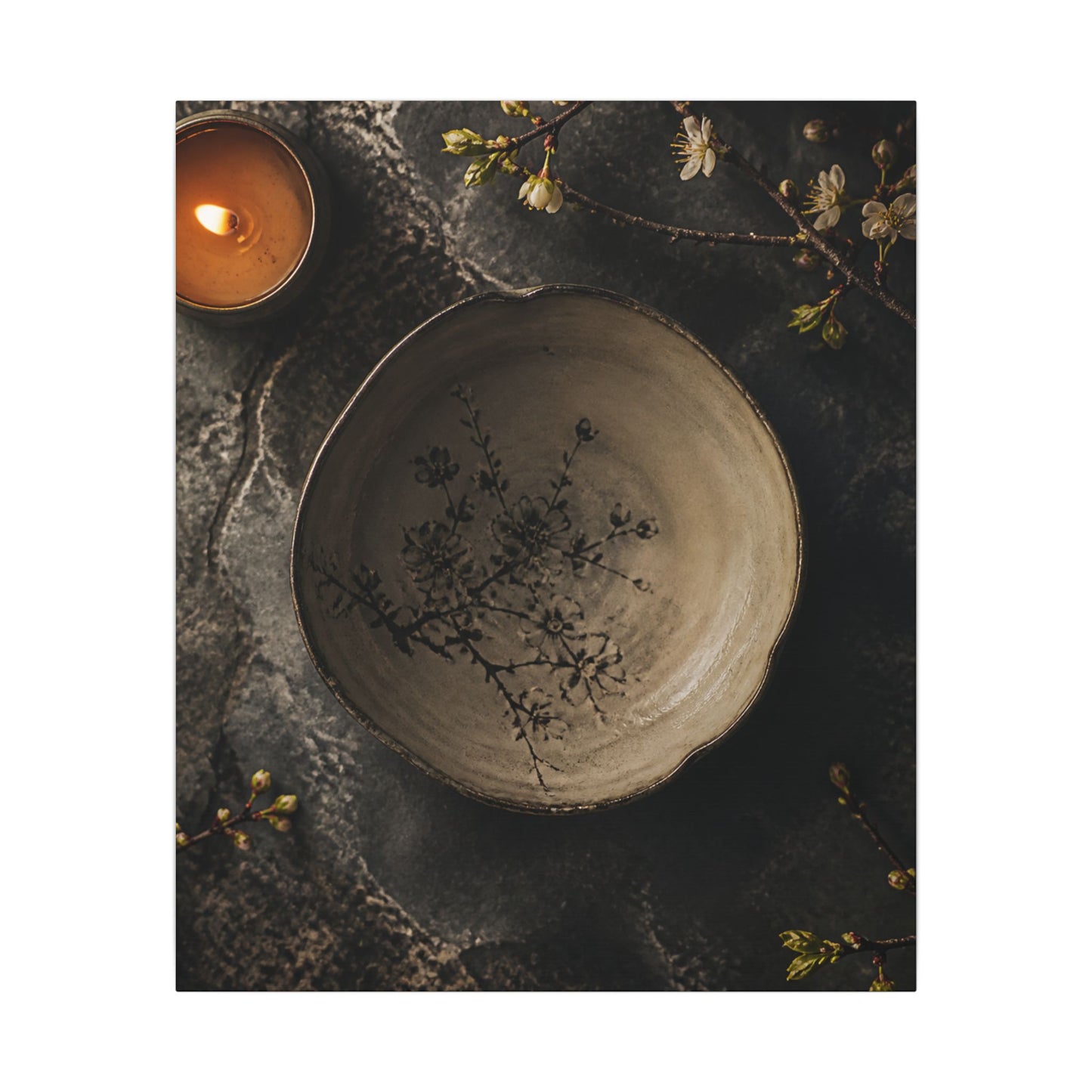 Ceramic Bowl Spring Canvas Art | Japandi Earthy Design