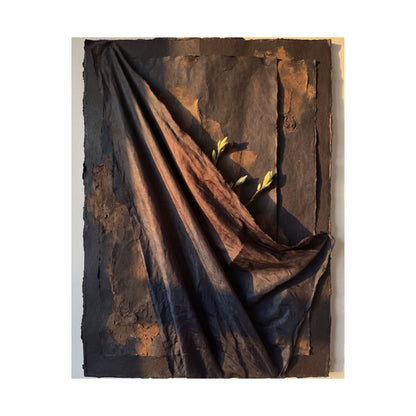 Dark Japandi Silk Drape in Golden Hour | Dark Texture Wall Art Print