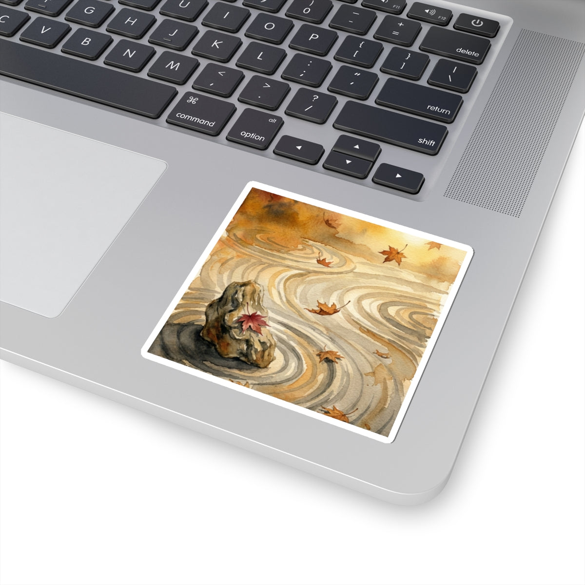 Rock Garden Watercolor Sticker | Warm Japandi Art