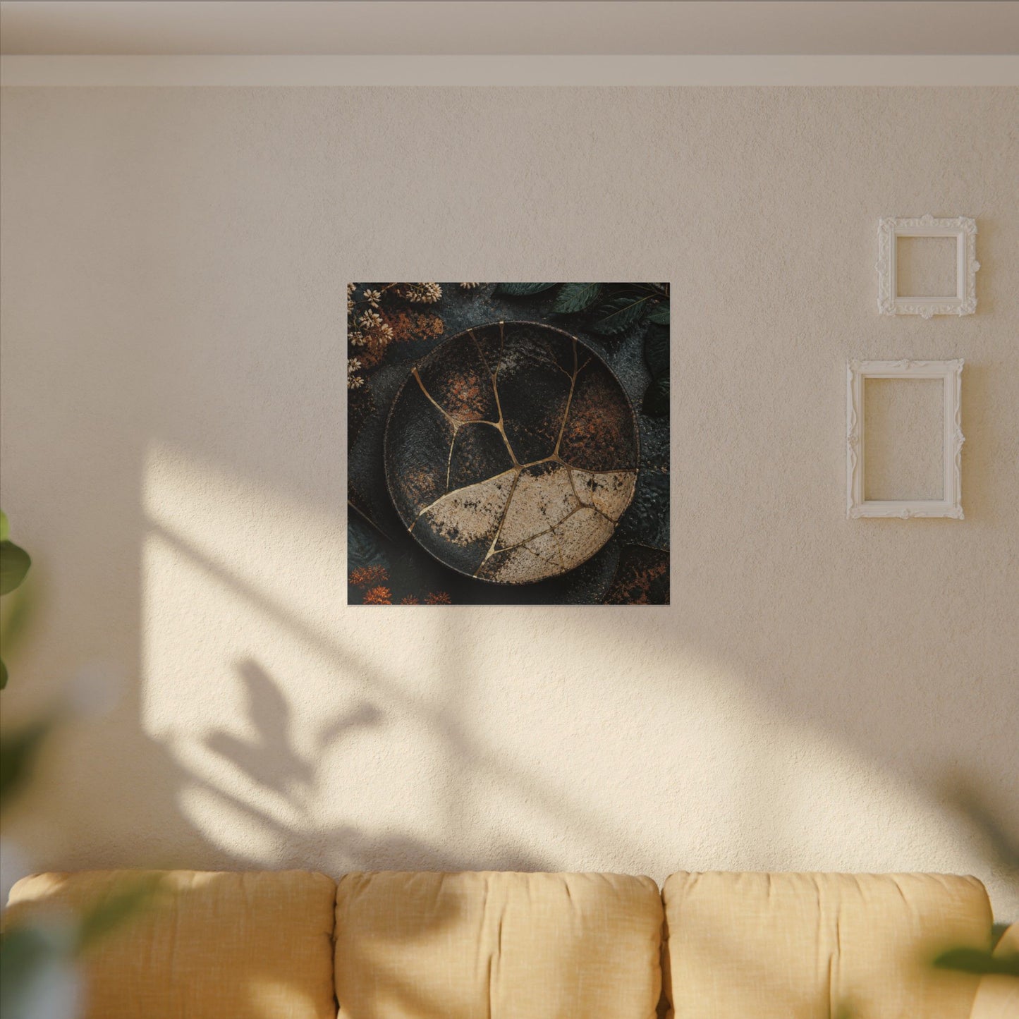 Kintsugi Rust Patina in Dawn | Gold Repair Canvas Art