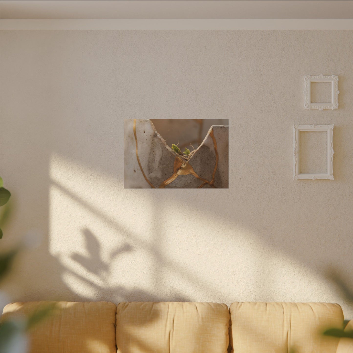 Golden Hour Broken Pottery Canvas Art - Japandi Kanso