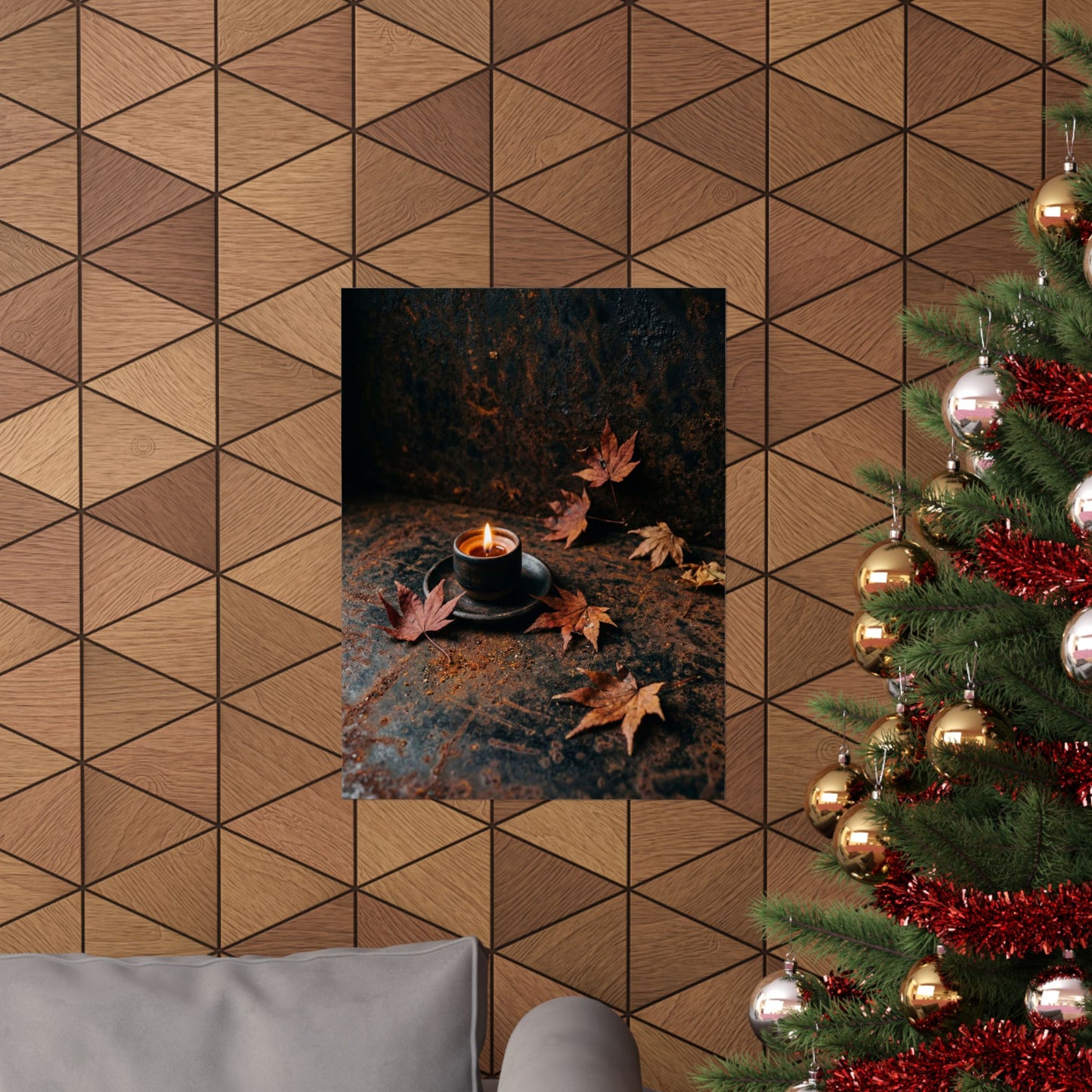Dark Japandi Rust Patina in Candlelight | Shadow Zen Wall Art Print