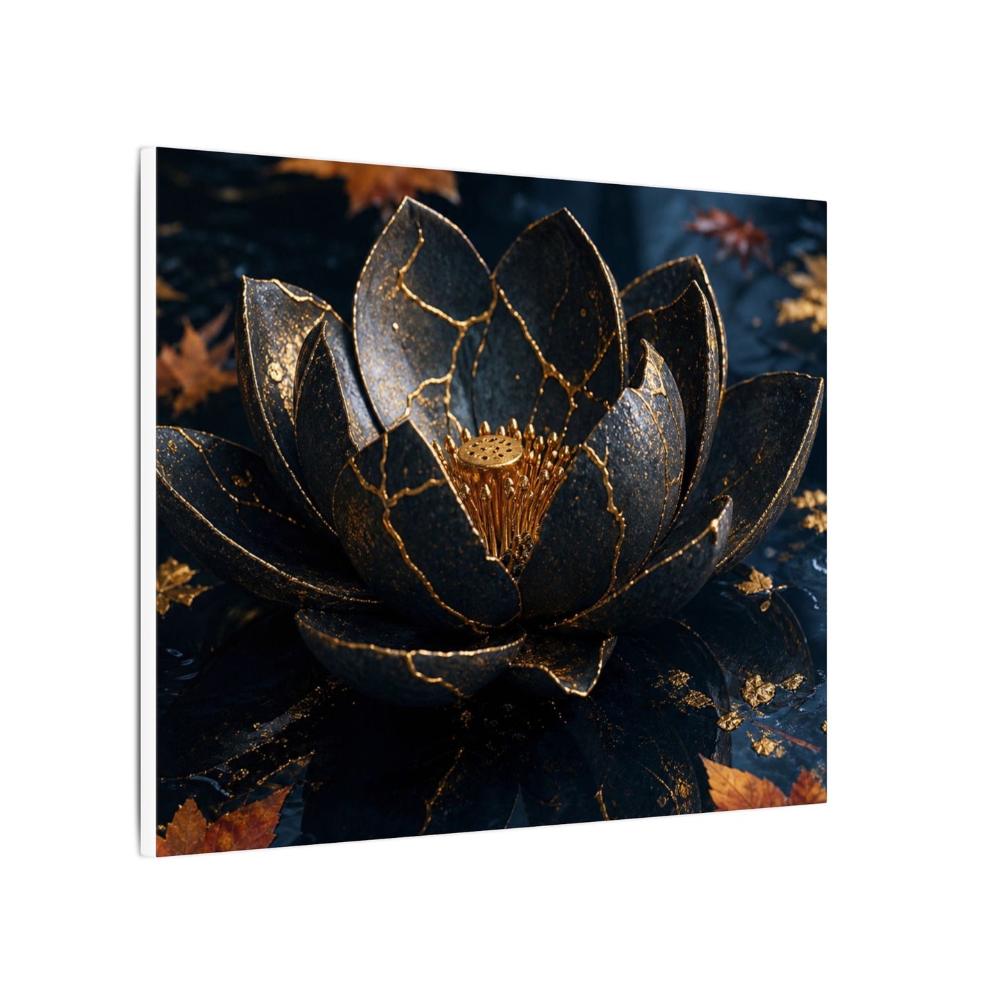 Moonlight Lotus Flower Canvas Art - Kintsugi Fukinsei