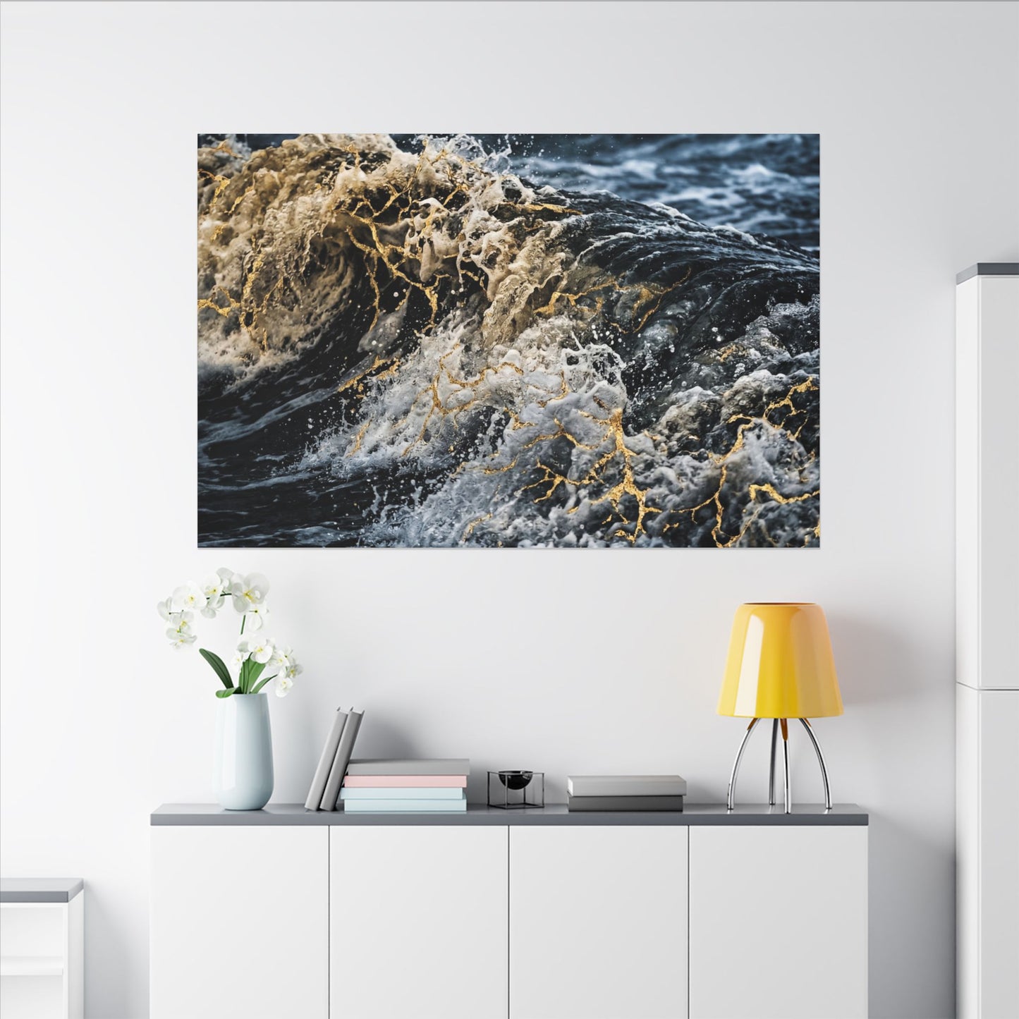 Ocean Wave Winter Canvas Art | Kintsugi Artful Design