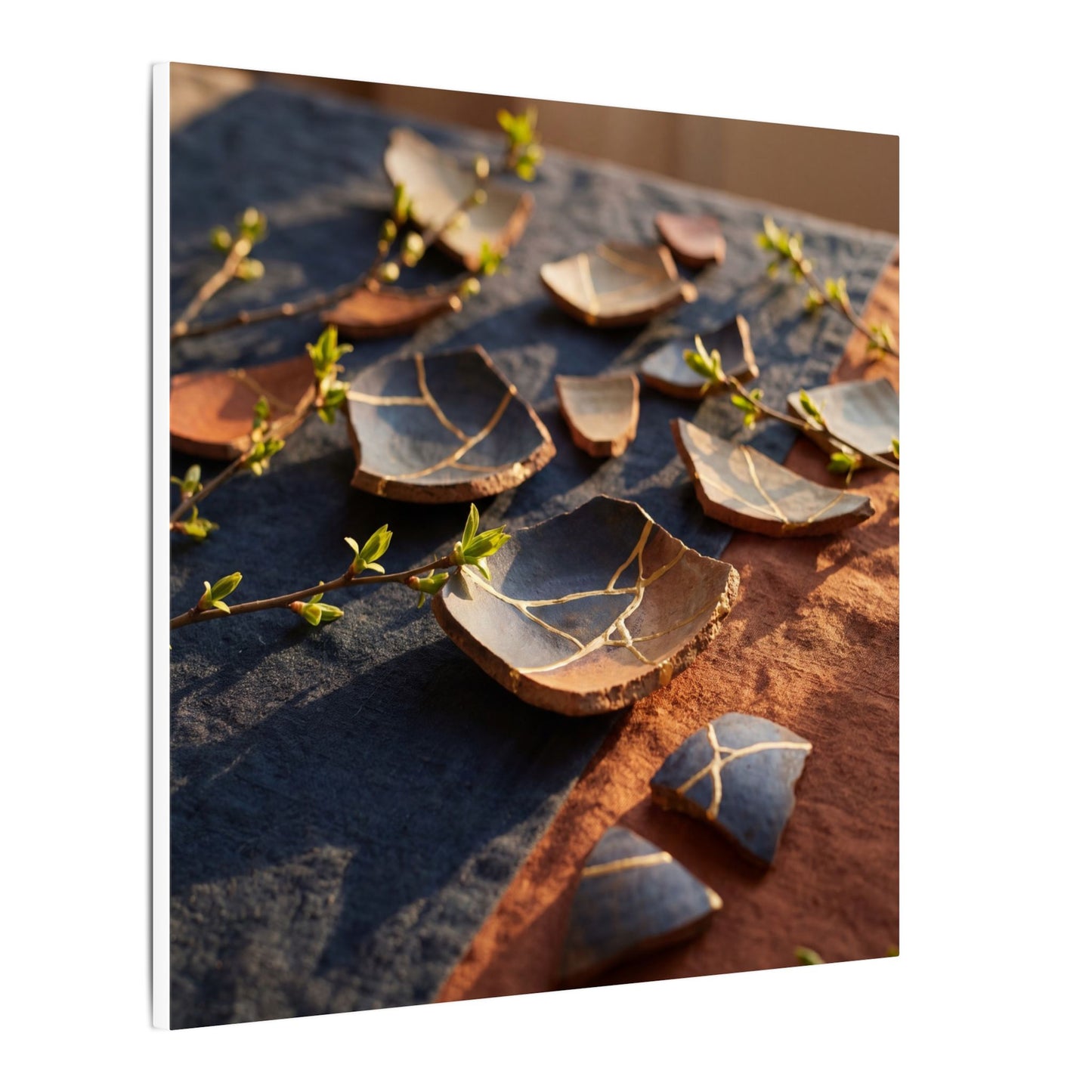 Spring Broken Pottery Gold Vein Canvas Art | Philosophical Decor
