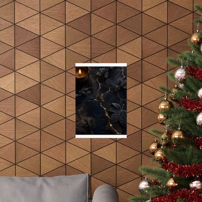 Luxurious Cracked Earth Wall Art Print - Moody Minimal Dark Japandi