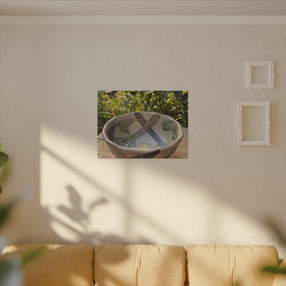 Earthy Ceramic Bowl Canvas Art - Japanese Pattern Japandi