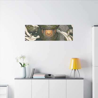 Zen Stone Lantern in Candlelight | Ukiyo E Inspired Canvas Art
