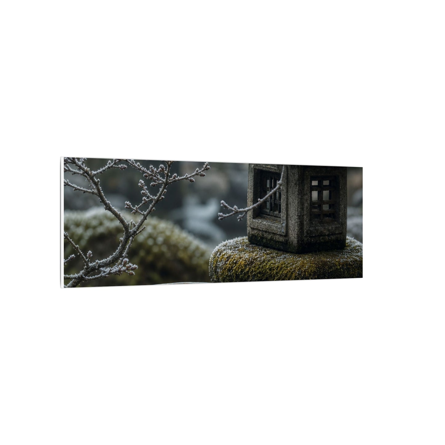Stone Lantern Canvas Art | Winter Kintsugi Gold Repair Art