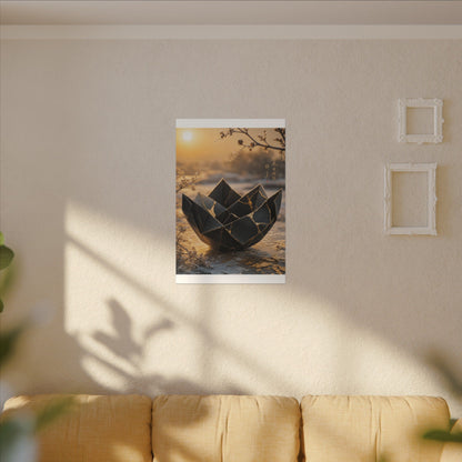 Kintsugi Paper Fold in Golden Hour | Gold Repair Canvas Art