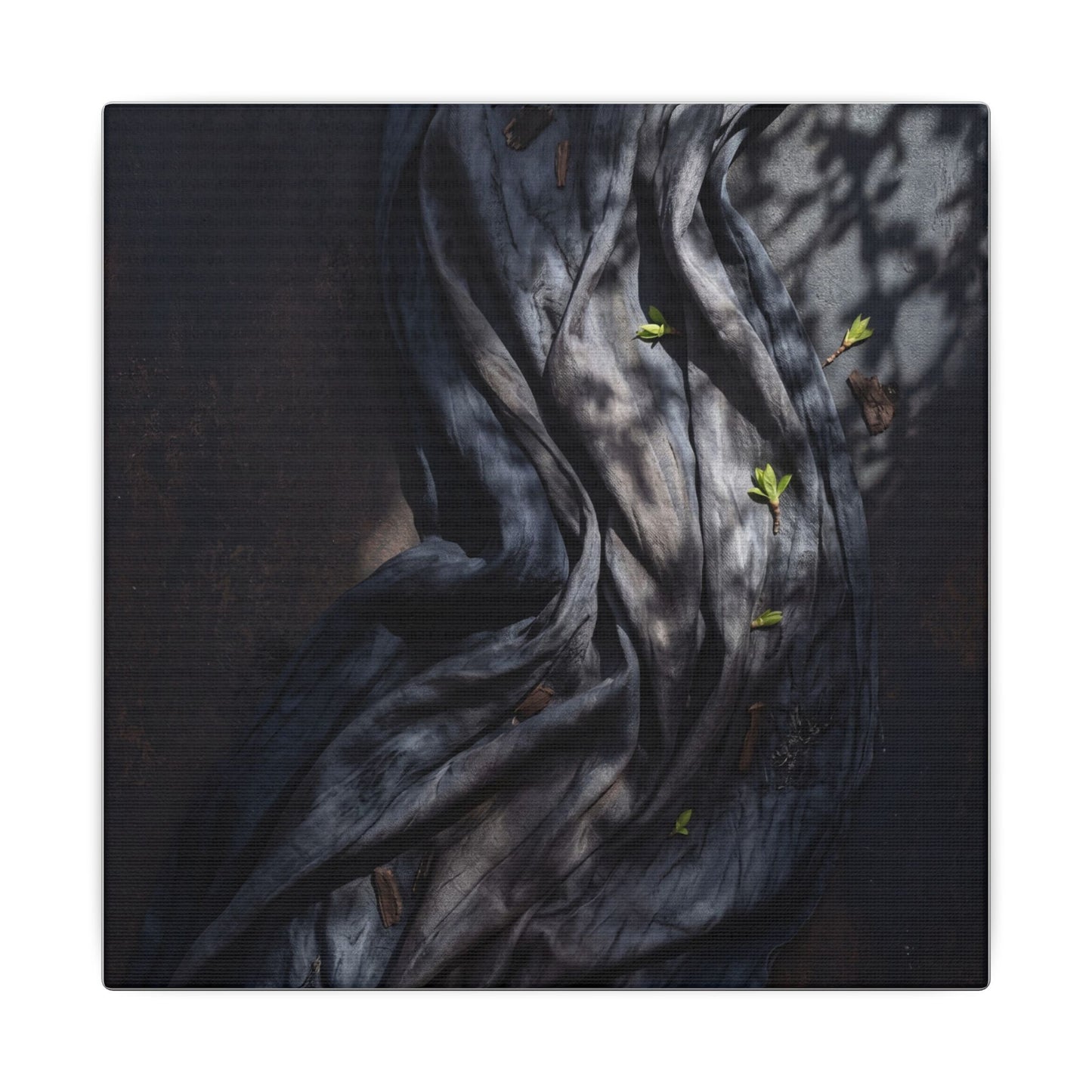 Seijaku Silk Drape Canvas Art - Dark Japandi Dark Texture