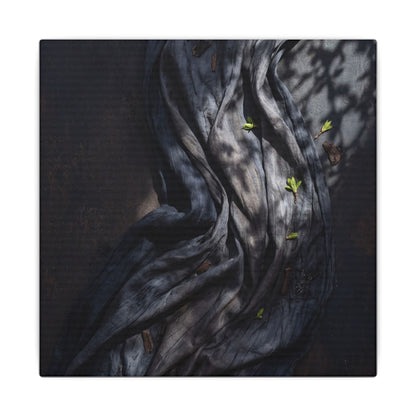 Seijaku Silk Drape Canvas Art - Dark Japandi Dark Texture