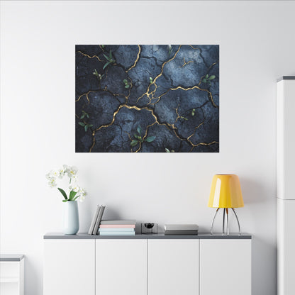 Cracked Earth Spring Canvas Art | Kintsugi Healing Design