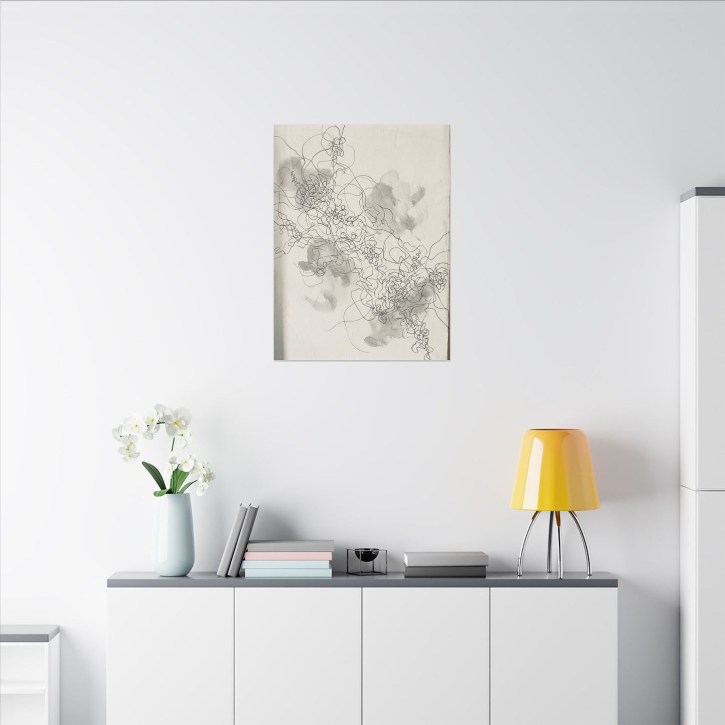 Summer Shadow Play Minimal Line Canvas Art | Earthy Decor