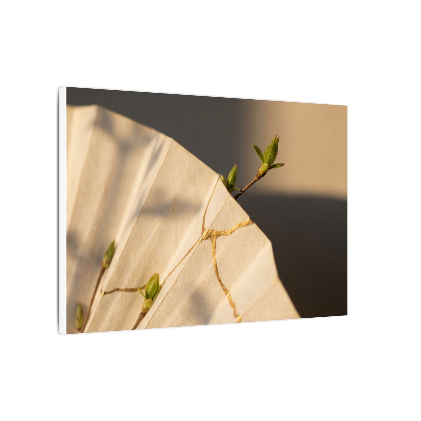 Paper Fold Gold Vein Canvas Art | Healing Kintsugi Art