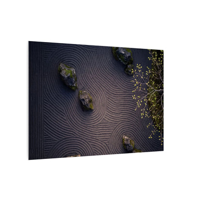 Dark Japandi Rock Garden in Dawn | Shadow Zen Canvas Art