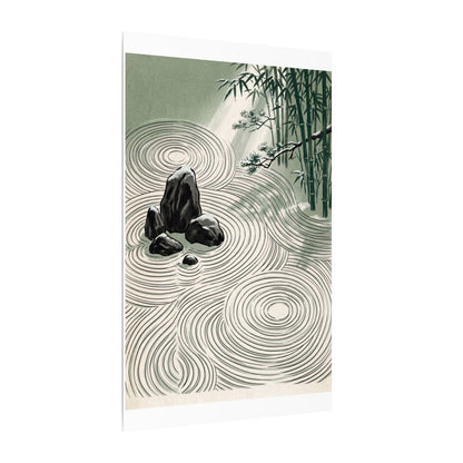 Shibui Rock Garden Canvas Art - Zen Ukiyo E Inspired