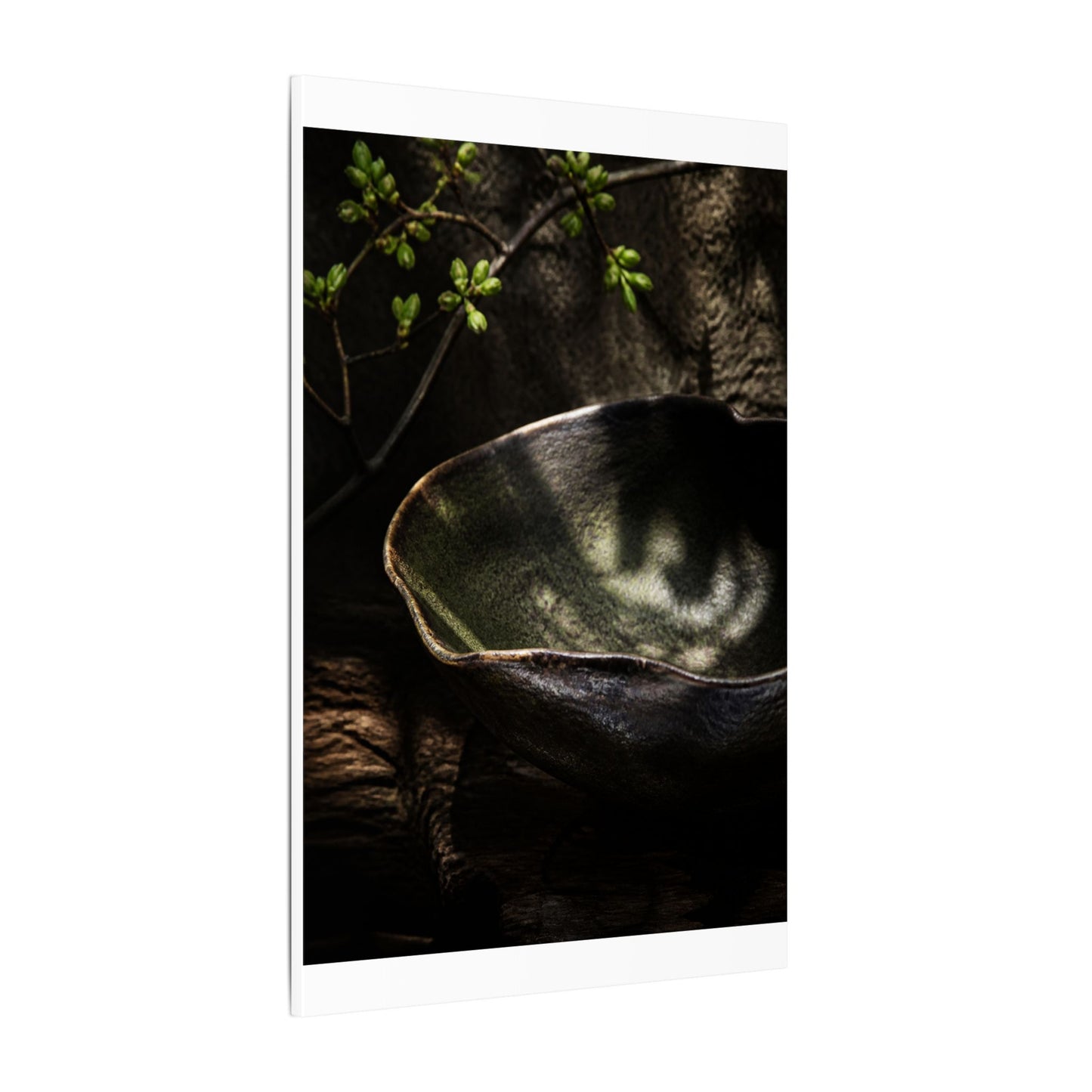 Sophisticated Ceramic Bowl Canvas Art - Dark Texture Dark Japandi