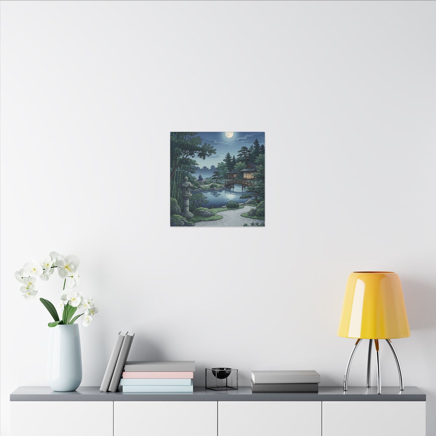 Summer Moonlit Garden Ukiyo E Inspired Canvas Art | Serene Decor