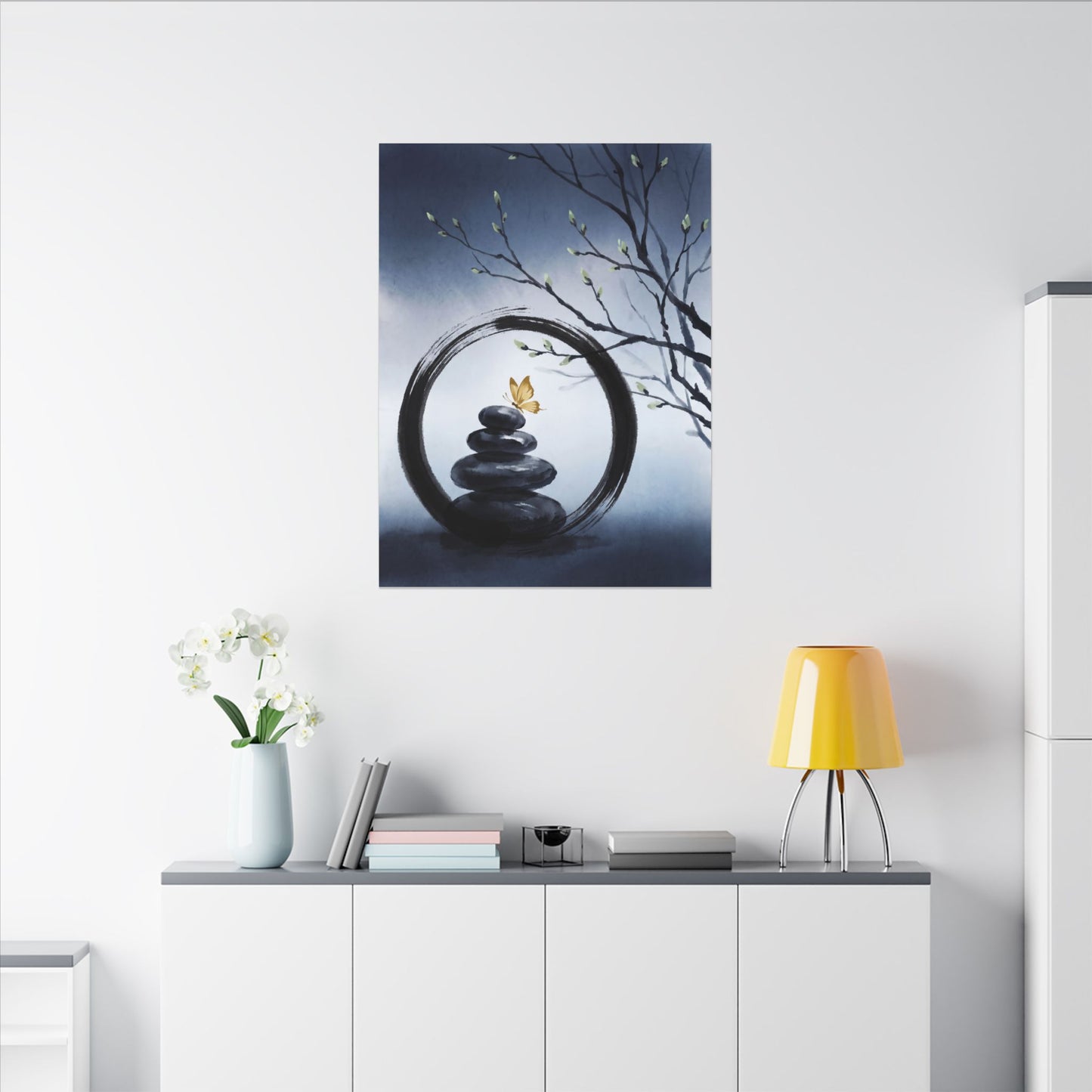 River Stones Spring Canvas Art | Zen Peaceful Design