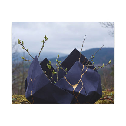 Paper Fold Canvas Art | Spring Kintsugi Gold Repair Art