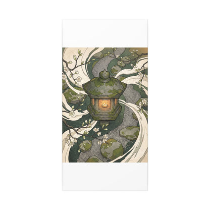 Zen Stone Lantern in Candlelight | Ukiyo E Inspired Canvas Art