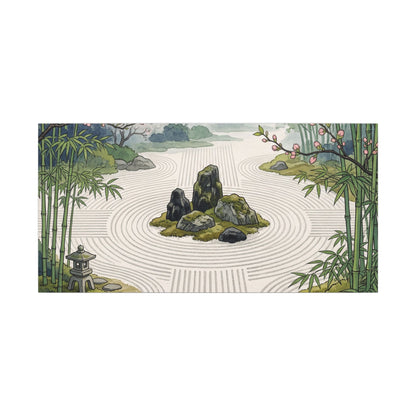 Tranquil Rock Garden Canvas Art - Ukiyo E Inspired Zen Art Print