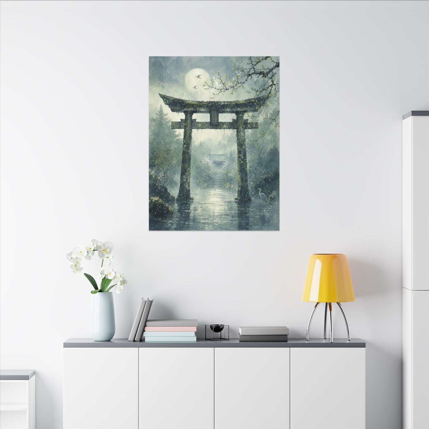 Earthy Torii Gate Canvas Art - Watercolor Japandi