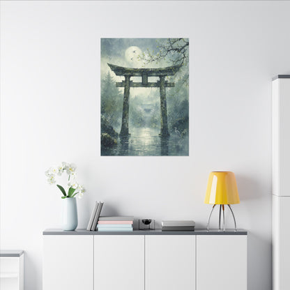 Earthy Torii Gate Canvas Art - Watercolor Japandi