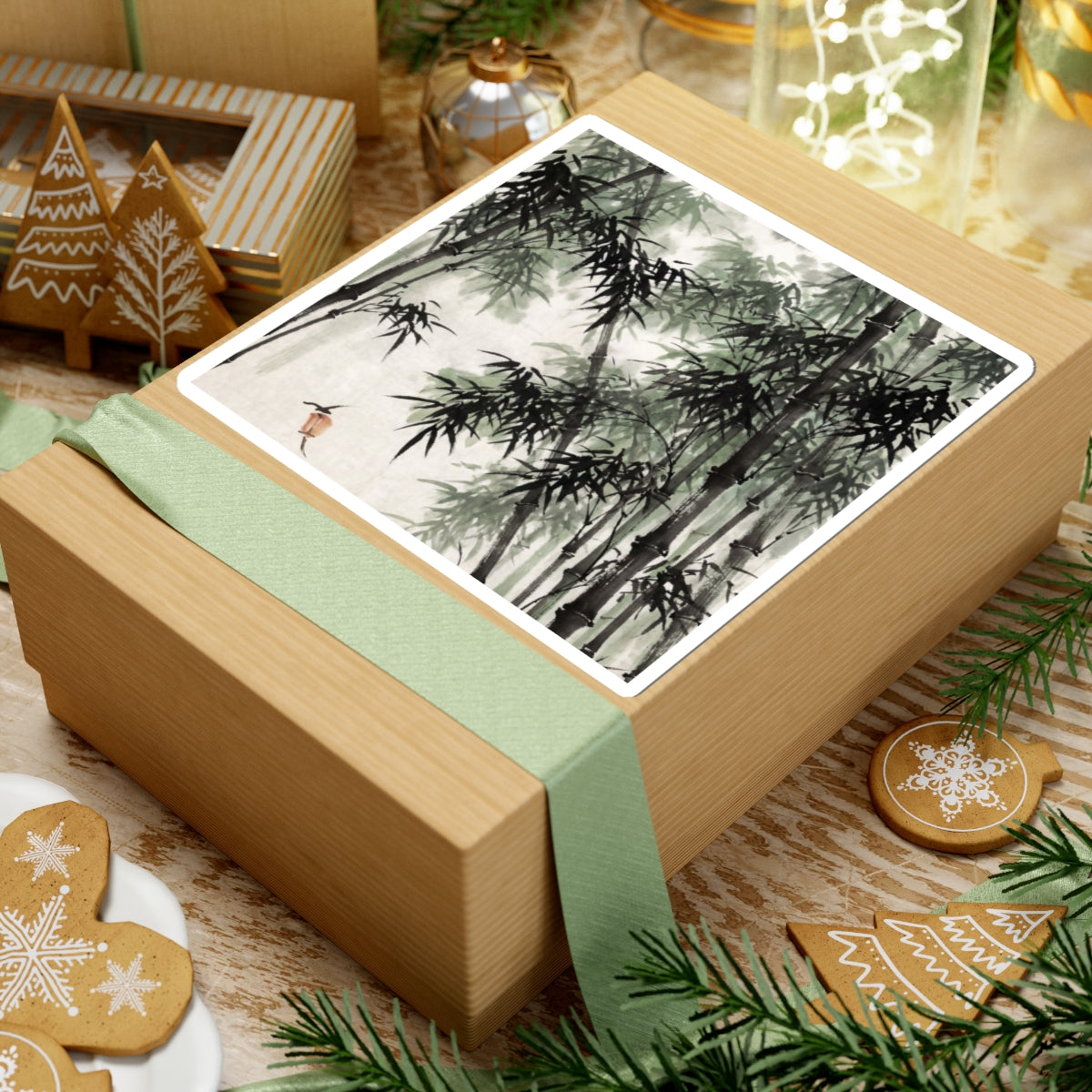 Contemplative Bamboo Grove Sticker - Sumi E Zen Art Print