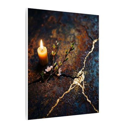 Kintsugi Rust Patina in Candlelight | Gold Repair Canvas Art