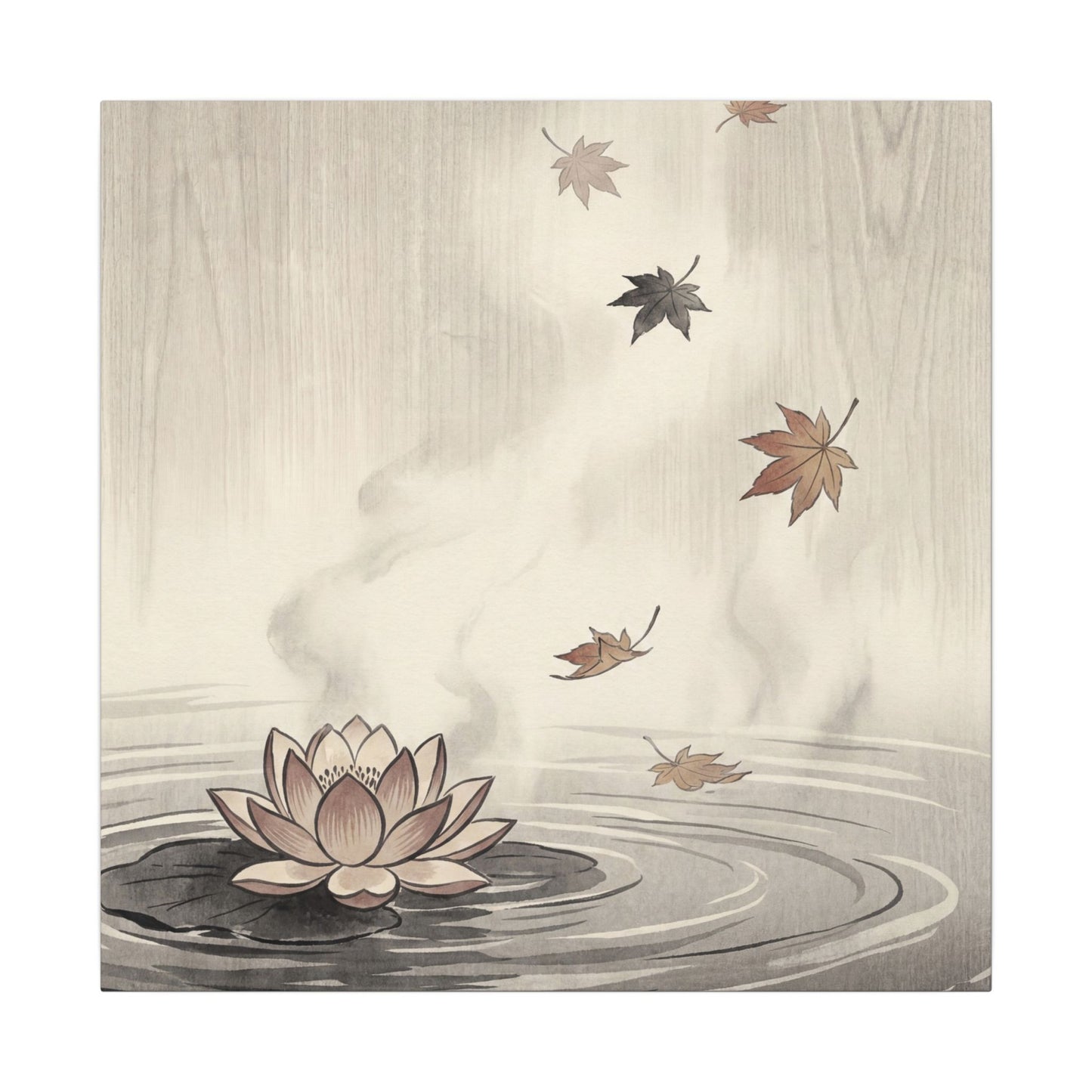 Lotus Flower Canvas Art | Autumn Zen Ukiyo E Inspired Art