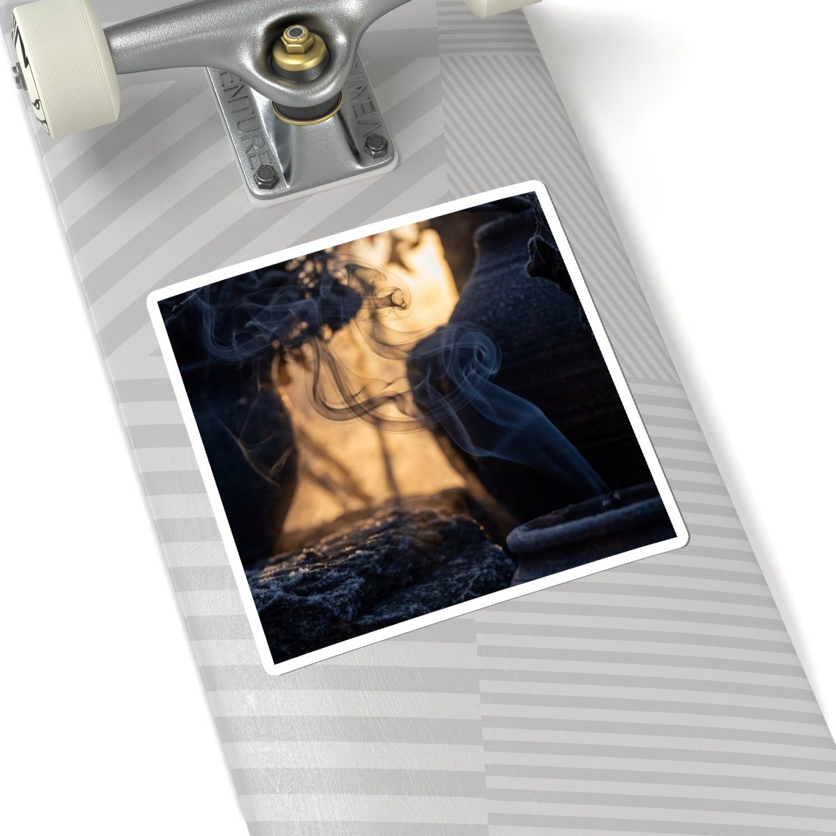 Dark Japandi Incense Smoke in Golden Hour | Shadow Zen Sticker Art Print