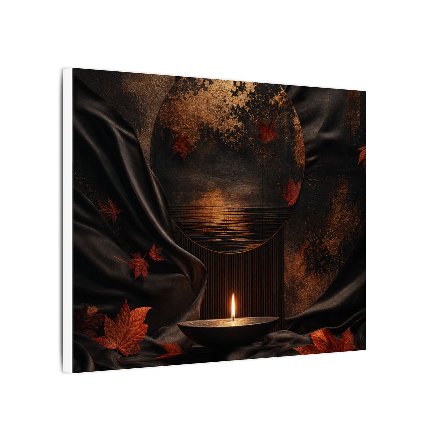 Silk Drape Autumn Canvas Art | Dark Japandi Moody Design