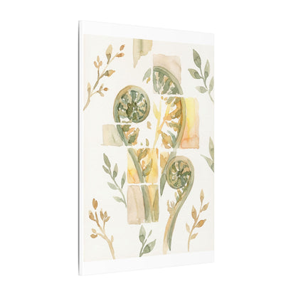 Earthy Fern Unfurling Canvas Art - Watercolor Japandi