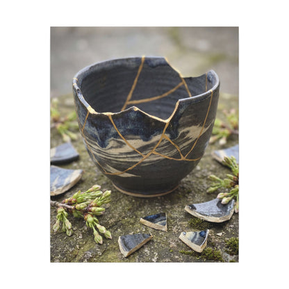 Datsuzoku Ceramic Bowl Canvas Art - Kintsugi Gold Repair