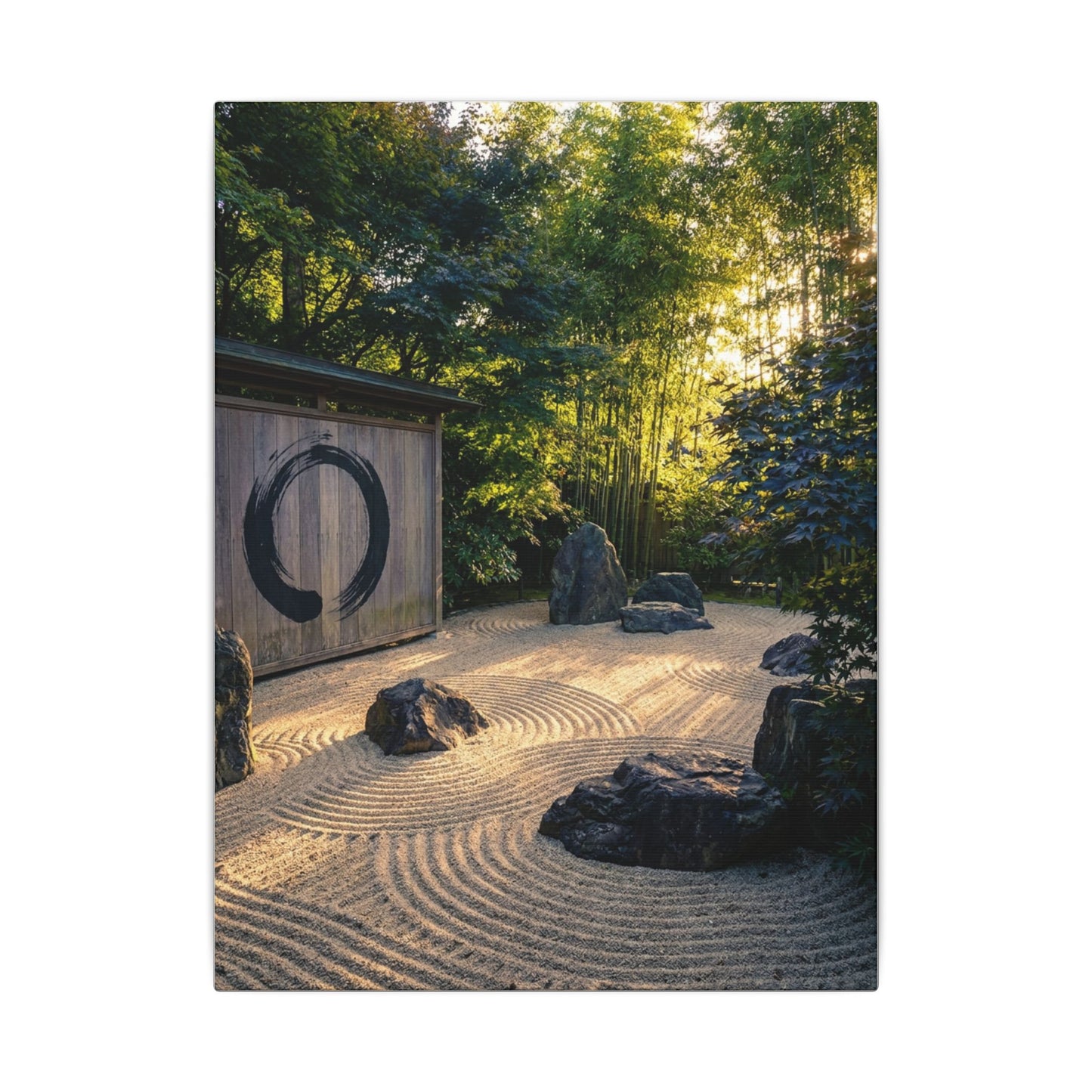 Rock Garden Enso Canvas Art | Tranquil Zen Art