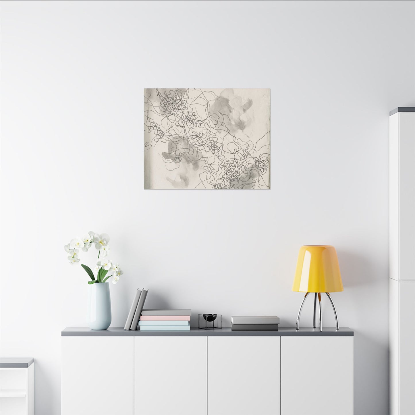 Summer Shadow Play Minimal Line Canvas Art | Earthy Decor