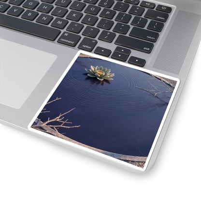Lotus Flower Sticker | Winter Zen Karesansui Art Art Print