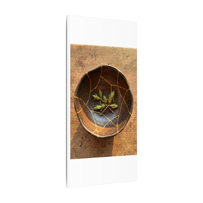 Ceramic Bowl Gold Repair Canvas Art | Resilient Kintsugi Art