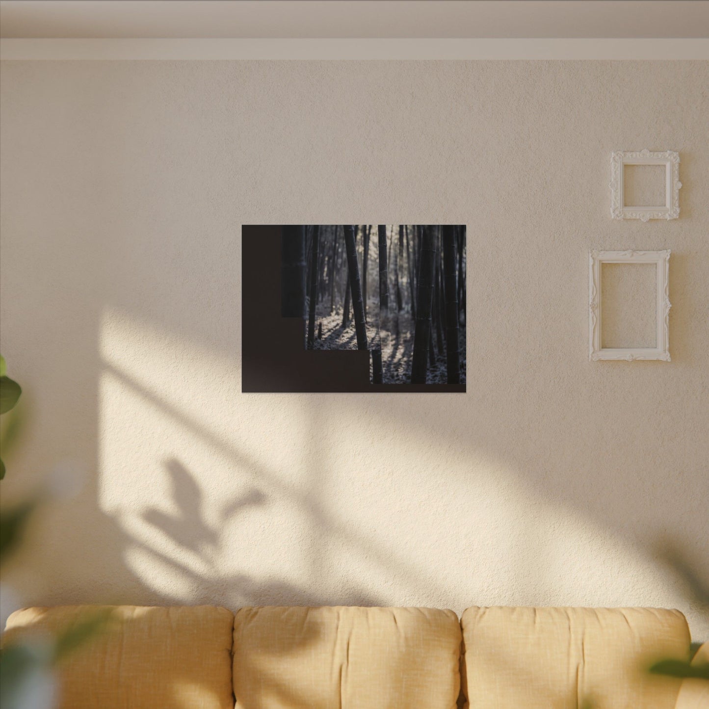 Bamboo Grove Canvas Art | Winter Dark Japandi Moody Minimal Art