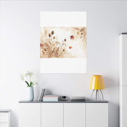 Dried Flowers Canvas Art | Autumn Japandi Watercolor Art