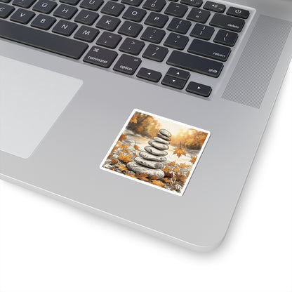 Autumn River Stones Minimal Line Sticker | Elegant Decor