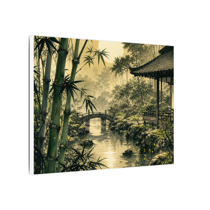 Moonlit Garden Sumi E Canvas Art | Calm Zen Art