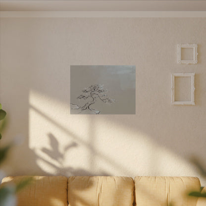 Pine Tree Minimal Line Canvas Art | Warm Japandi Art
